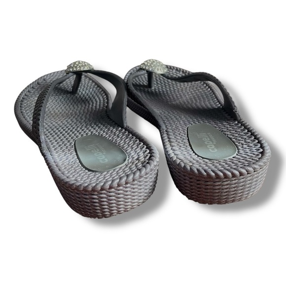 Capelli Grey Rubber Faux Braided Thong Sandal with Rhinestone Embellishments - Picture 5 of 7